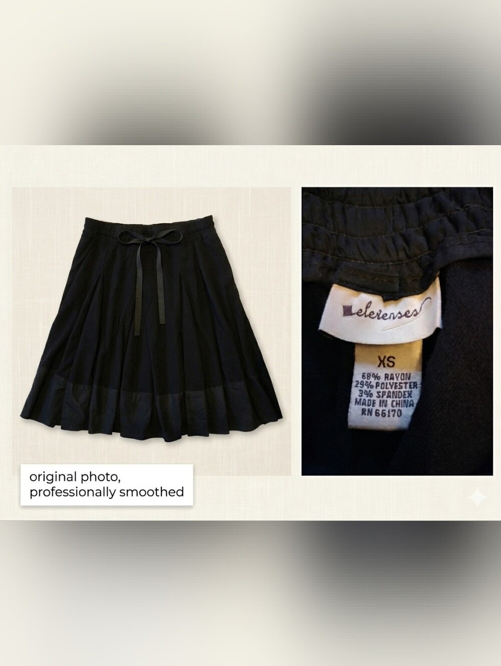 Le Lis Black Mini Skirt with Adjustable Drawstring Waist - Size XS